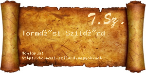 Tormási Szilárd névjegykártya